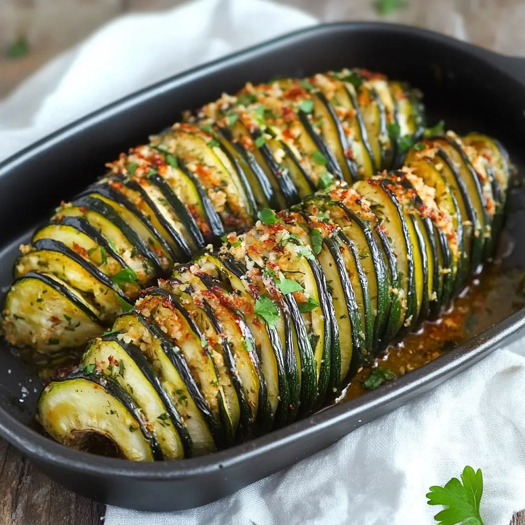 Zucchini con erbe e spice in un piatto.