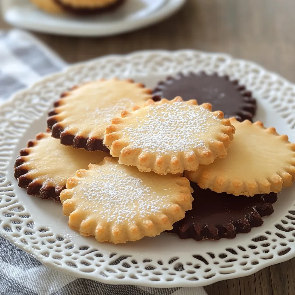 Un piatto con 6 biscotti con polvere di zucchero.