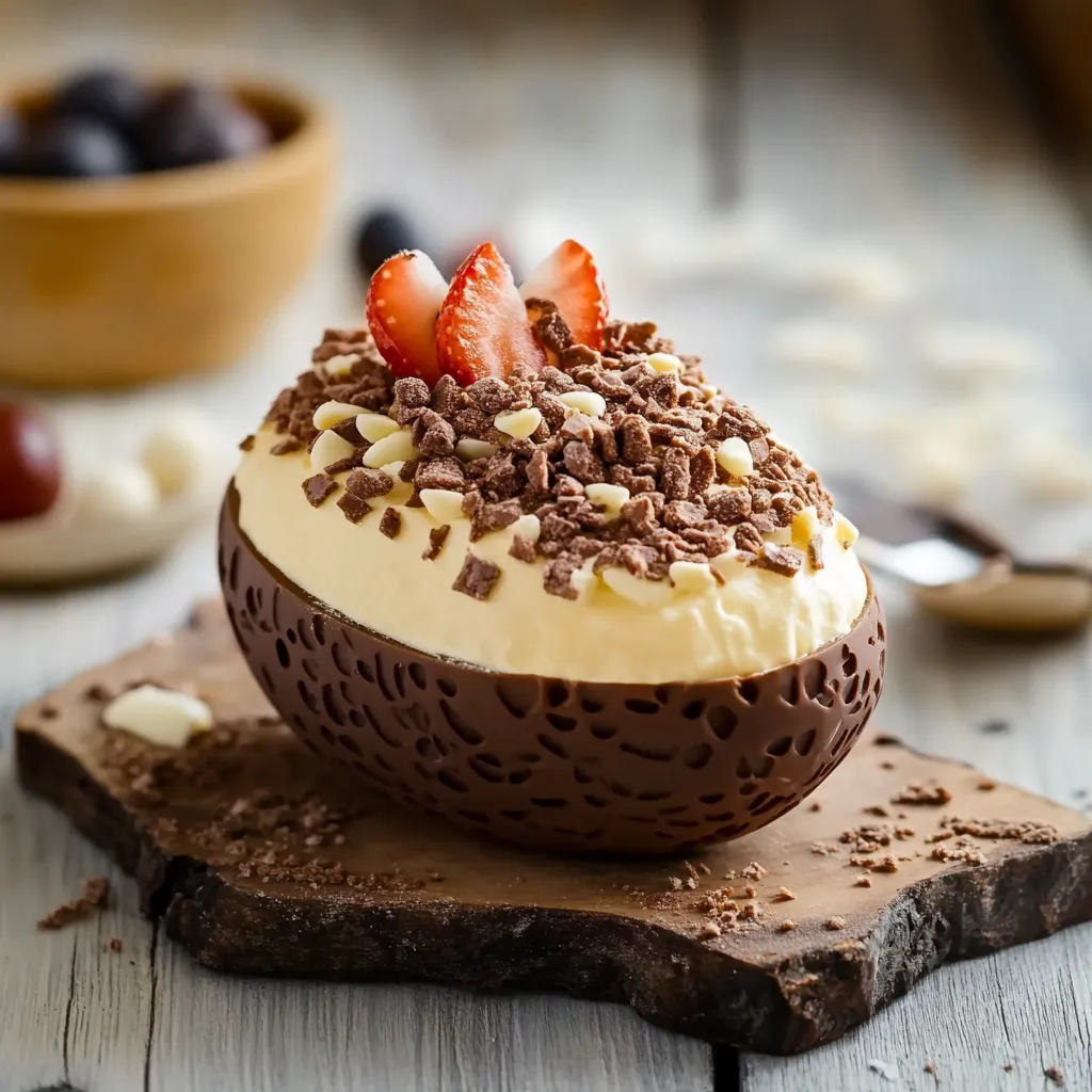 Un dolce con crema e frullato di strawberry.