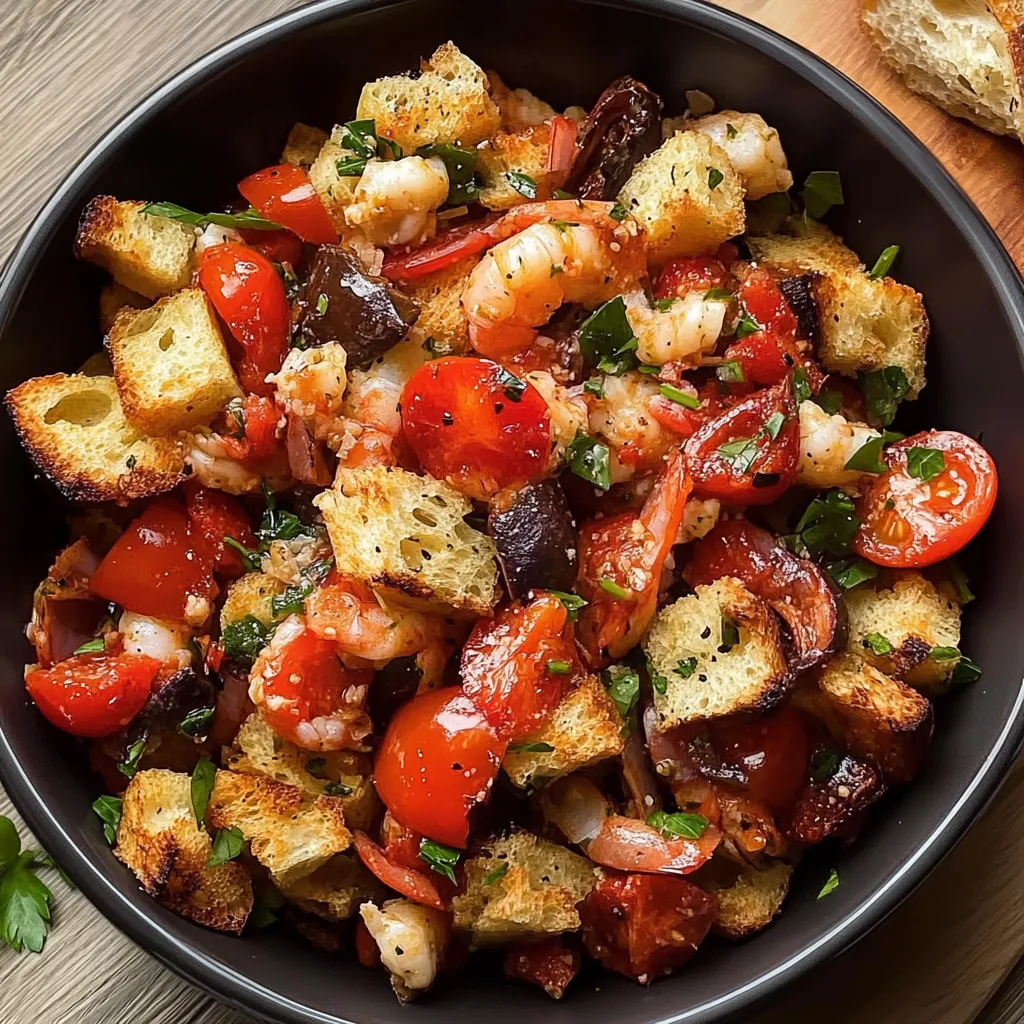 Una ciotola di verdure e carne con un pane tostato.