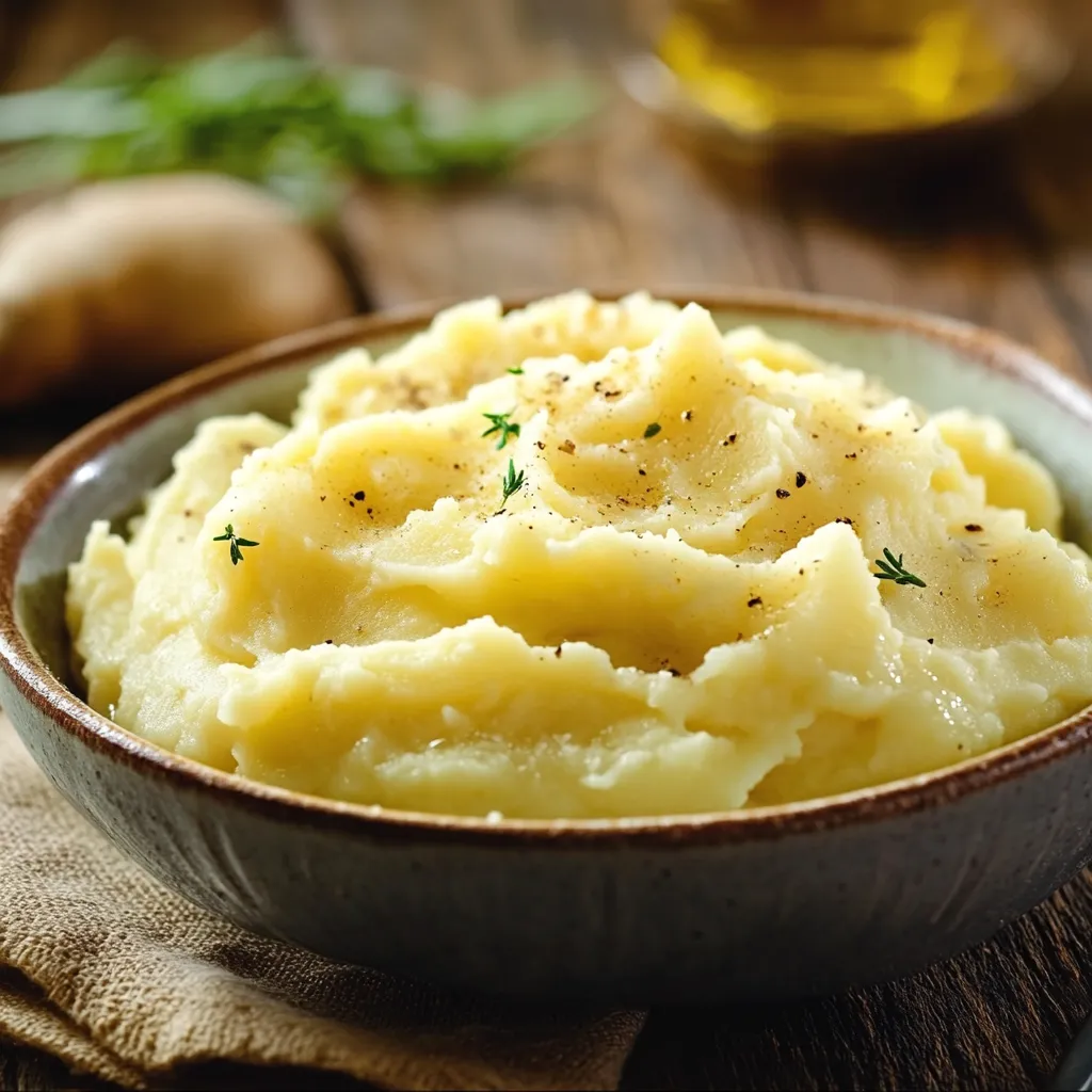 Una ciotola di patate con erbe e semi.