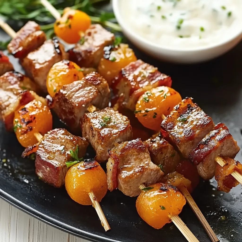 Skewer di carne con peperoncini e cipolla.