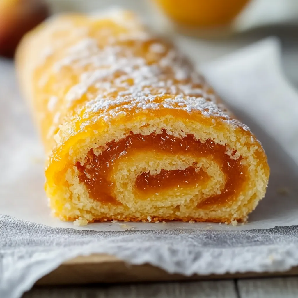 Un dolce a forma di spirale con crema e frullato di frutta.