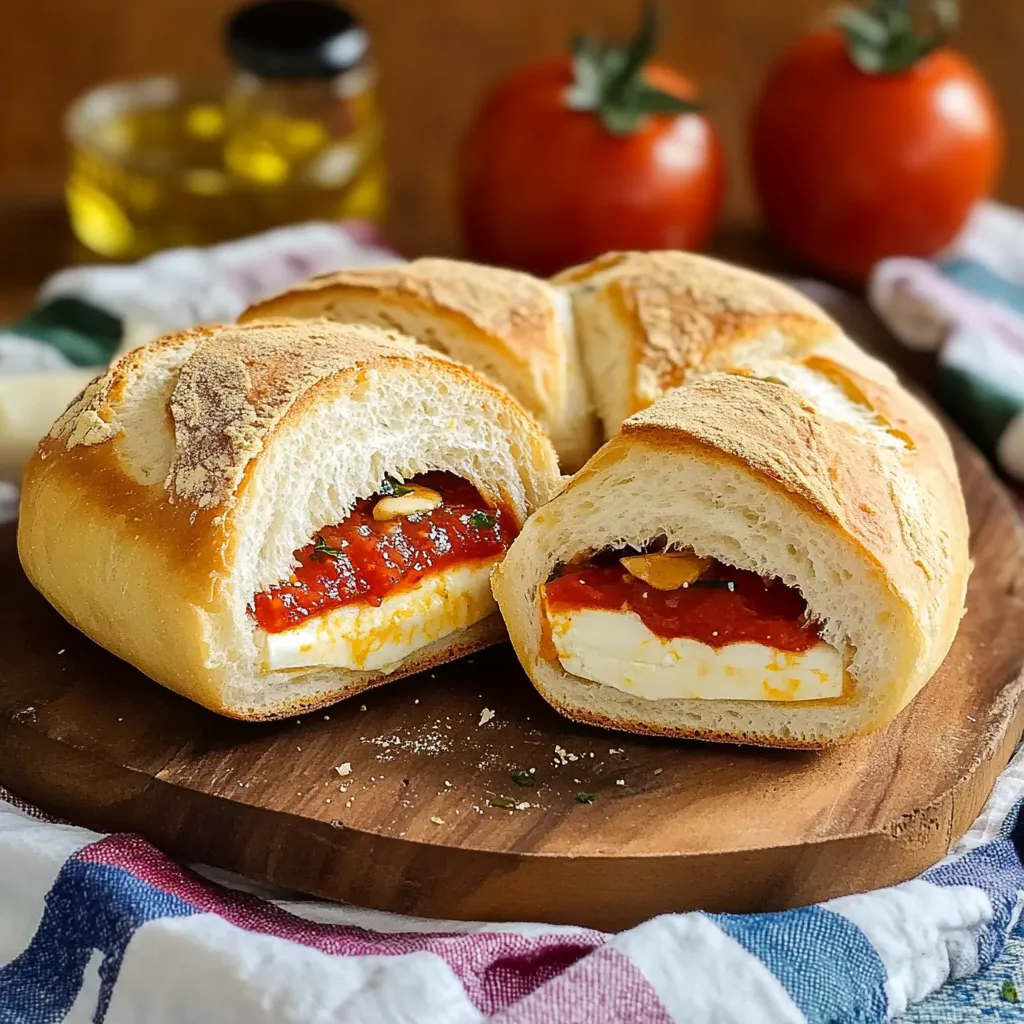Un panino con formaggio e pomodoro.