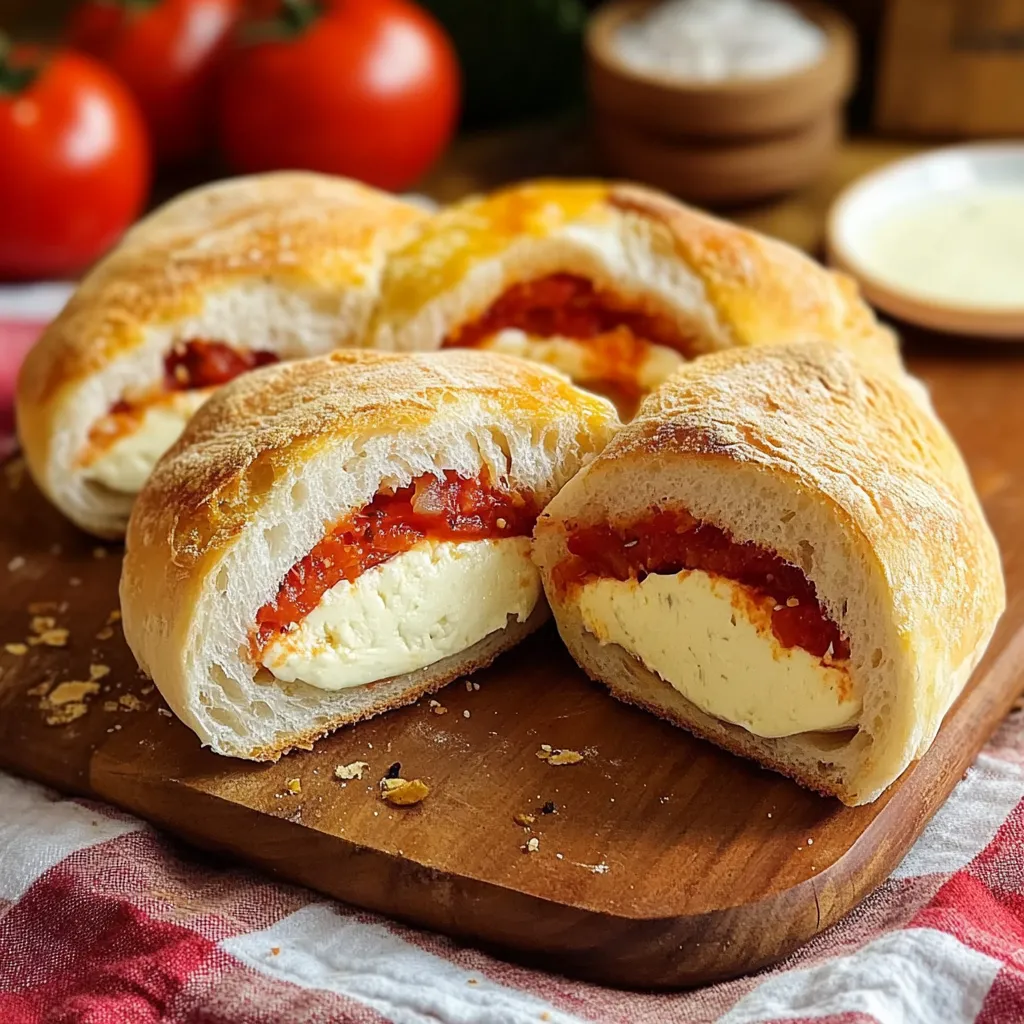 Panini con marinara e formaggio.