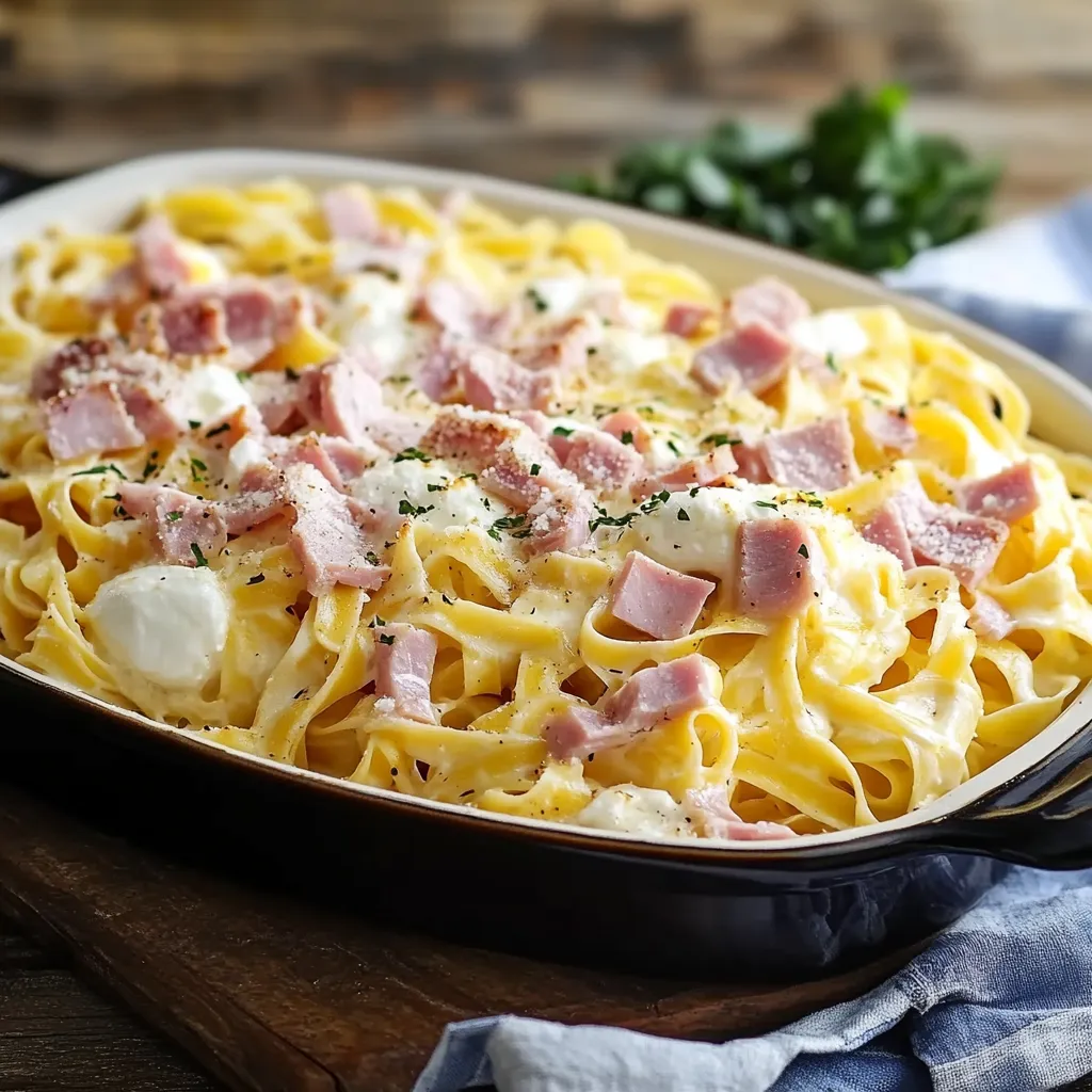 Pasta con prosciutto e formaggio.