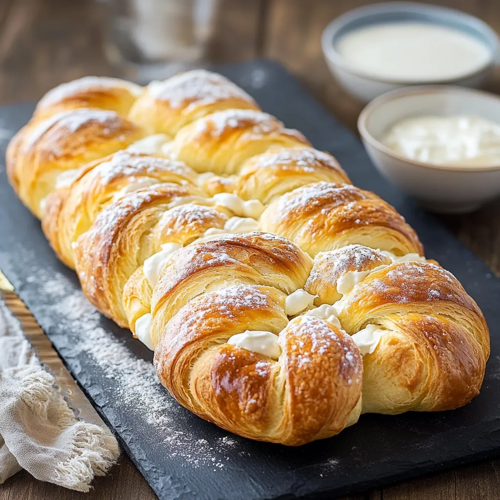 Un pane di croissant con la crema di cioccolato.