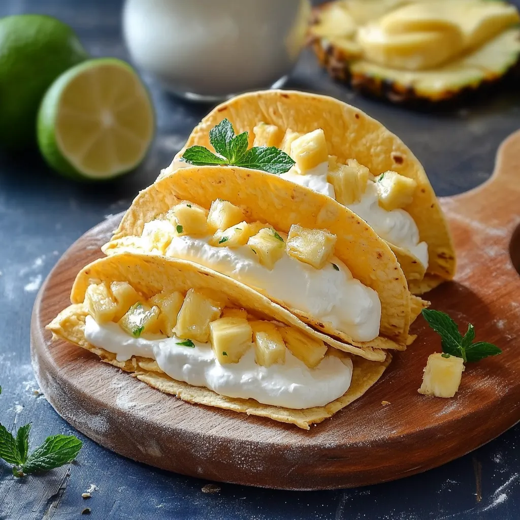 Tacos con frutta e crema.
