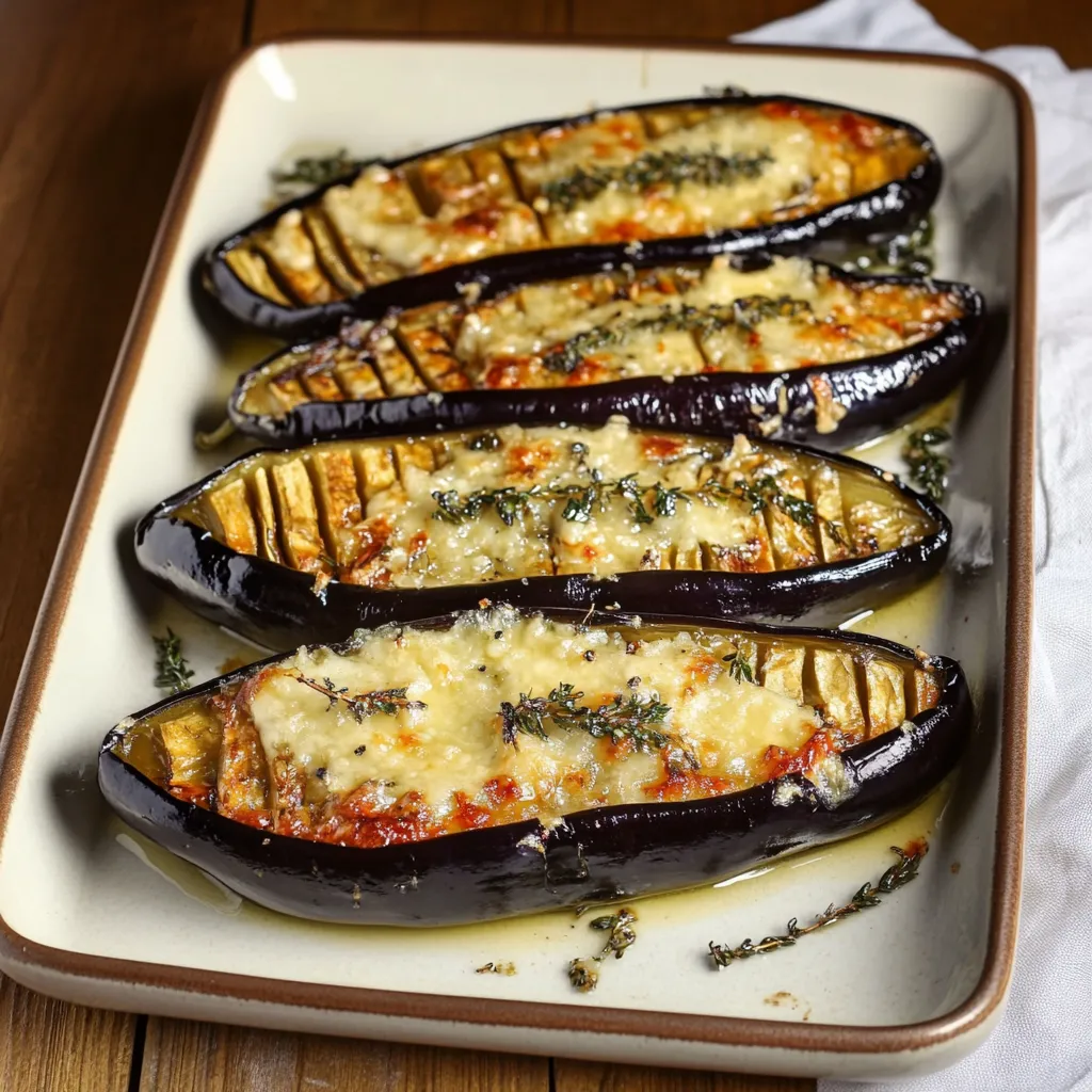 Piatti di melanzane con formaggio.