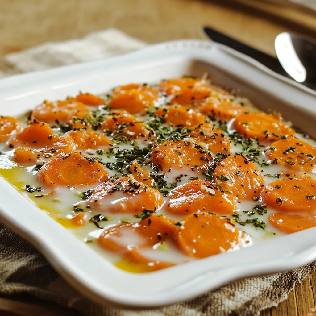 Un piatto di carote con erbe e formaggio.