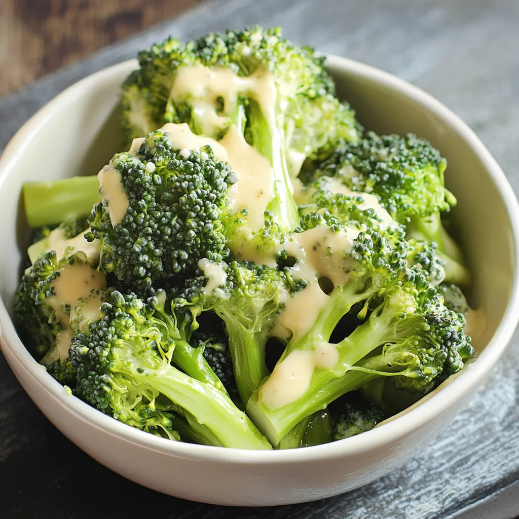 Una ciotola di broccoli con crema.
