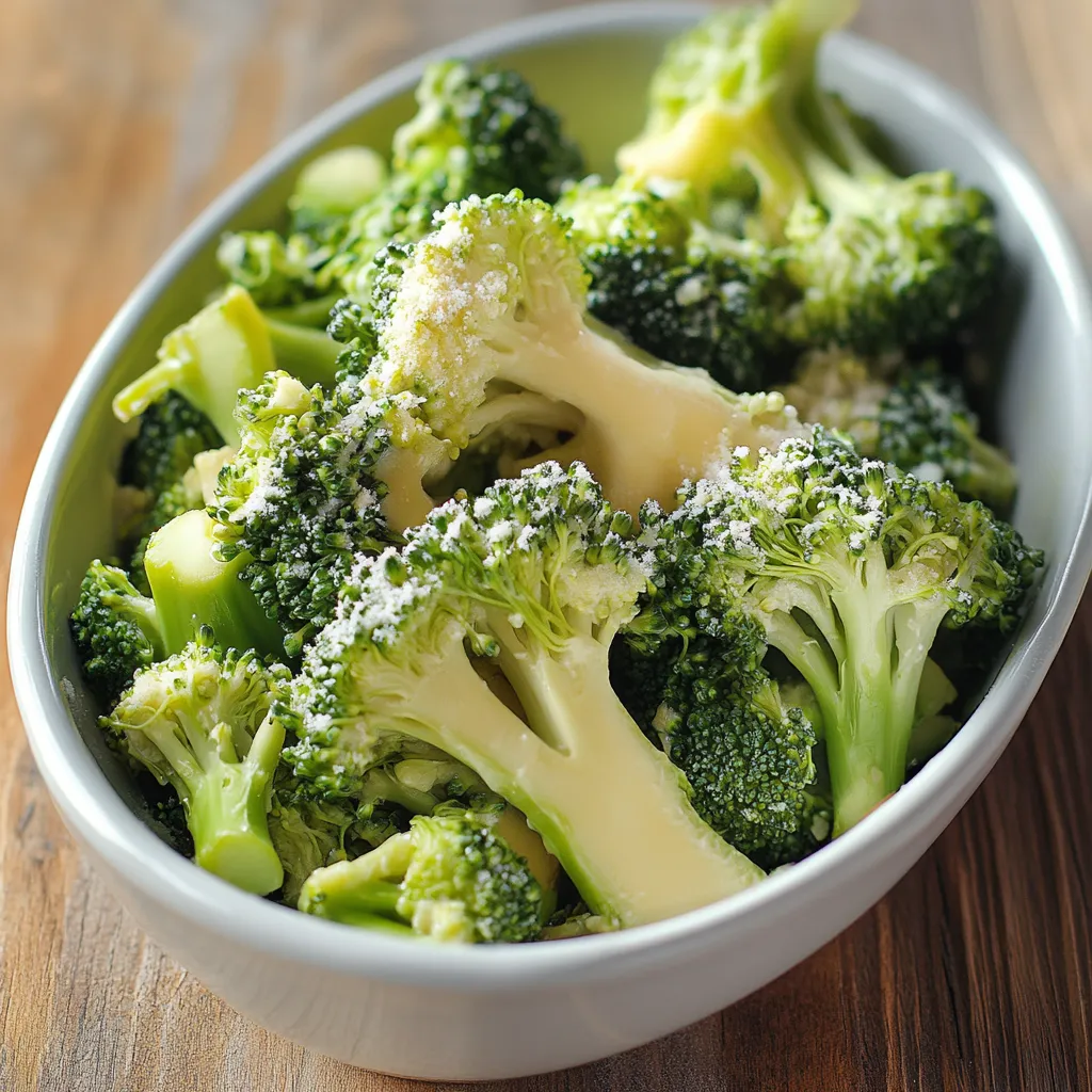 Una ciotola di broccoli con formaggio.