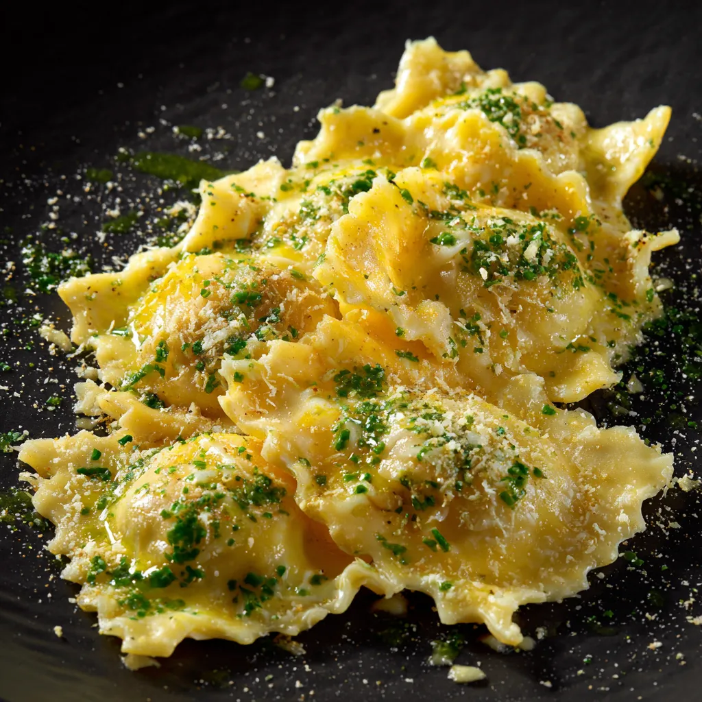 Pasta con erbe e formaggio.
