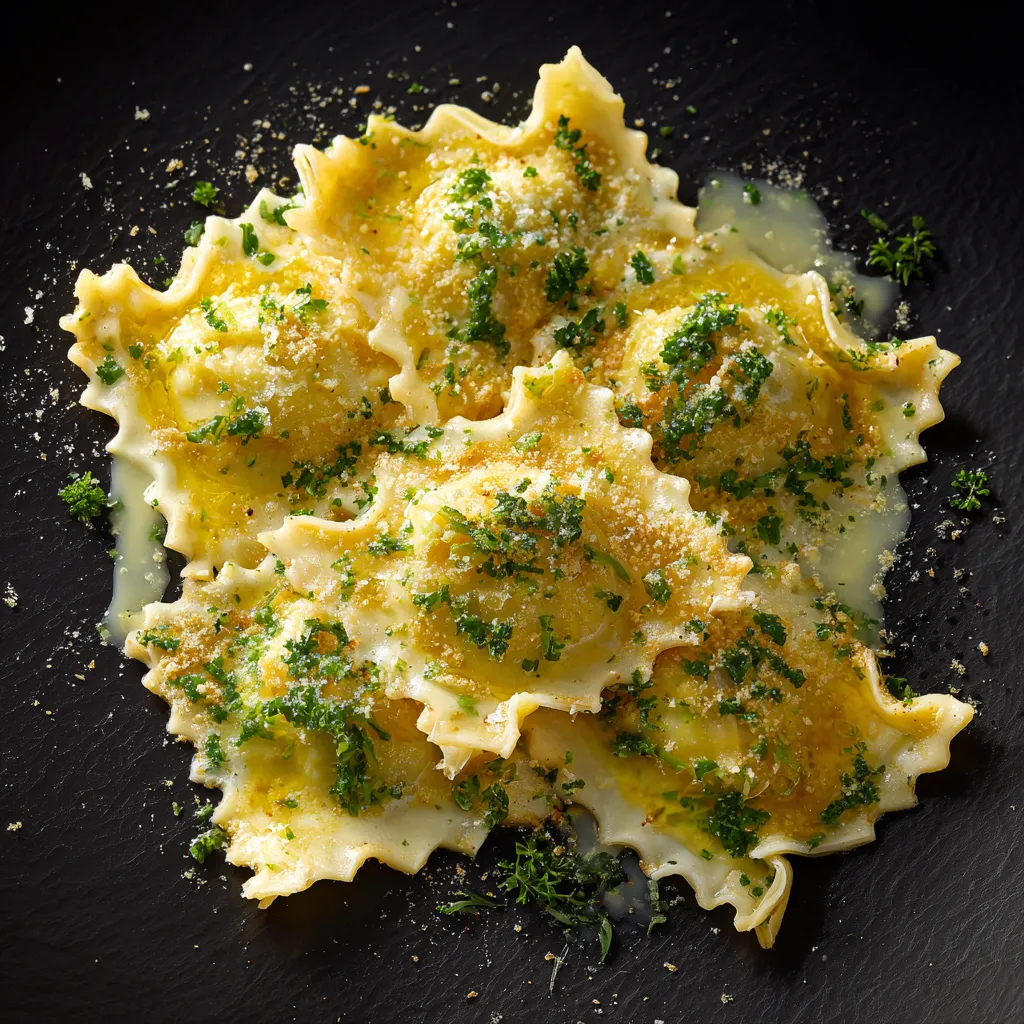 Ravioli con erbe e formaggio.