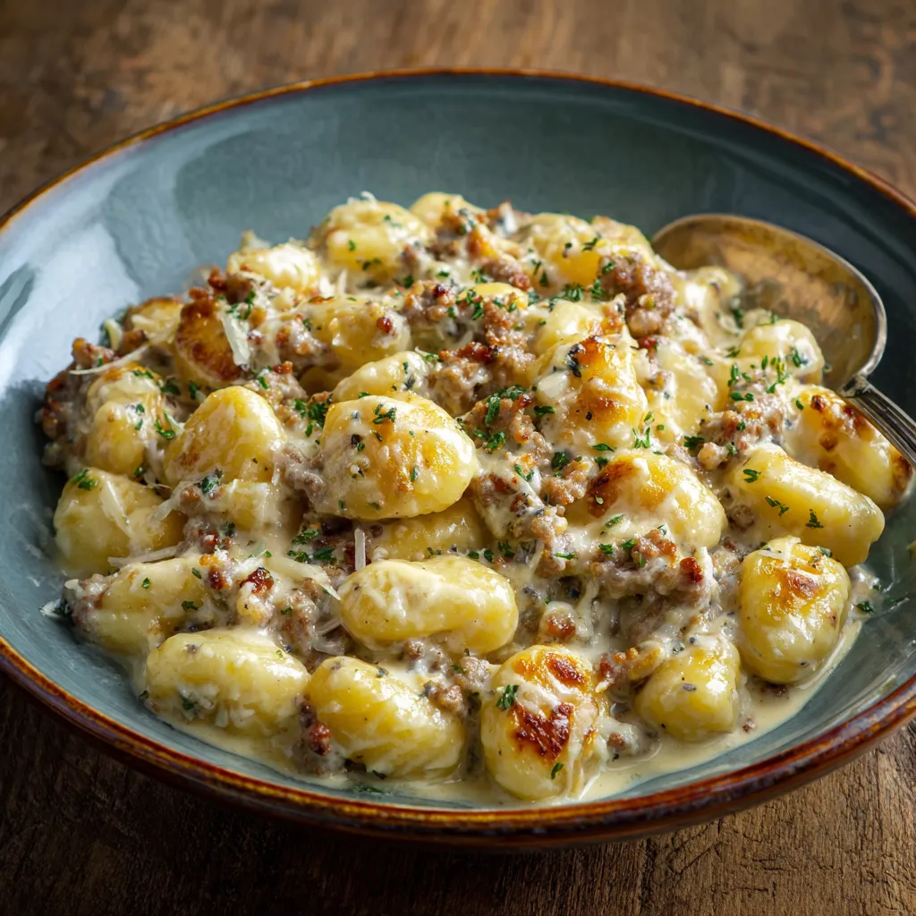 Una tazza piena di maccheroni con sugo e formaggio.