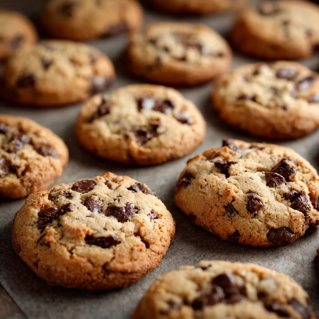 Un tray di biscotti con chocolate e nocciole.