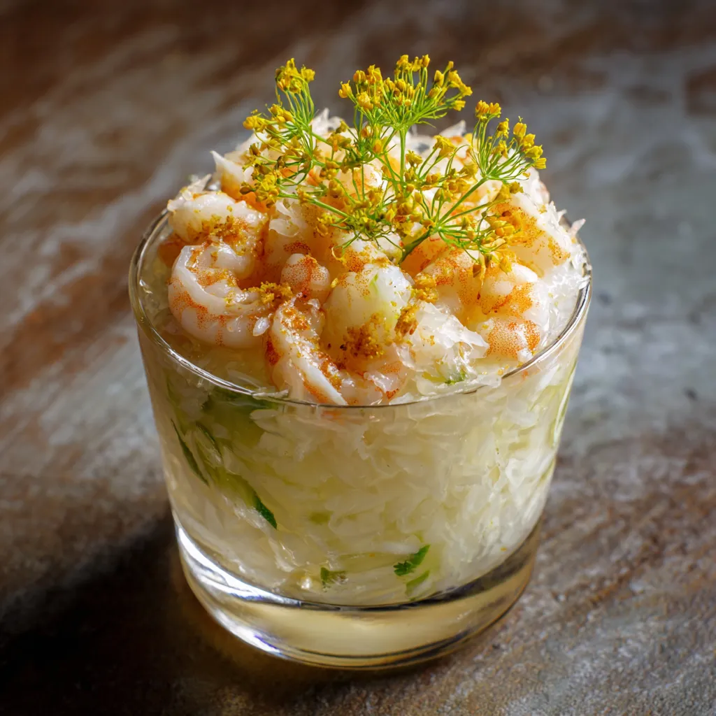 Una tazza di riso con frullato di pesce.