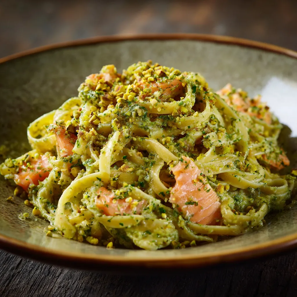 Pasta con pesce e erbe.