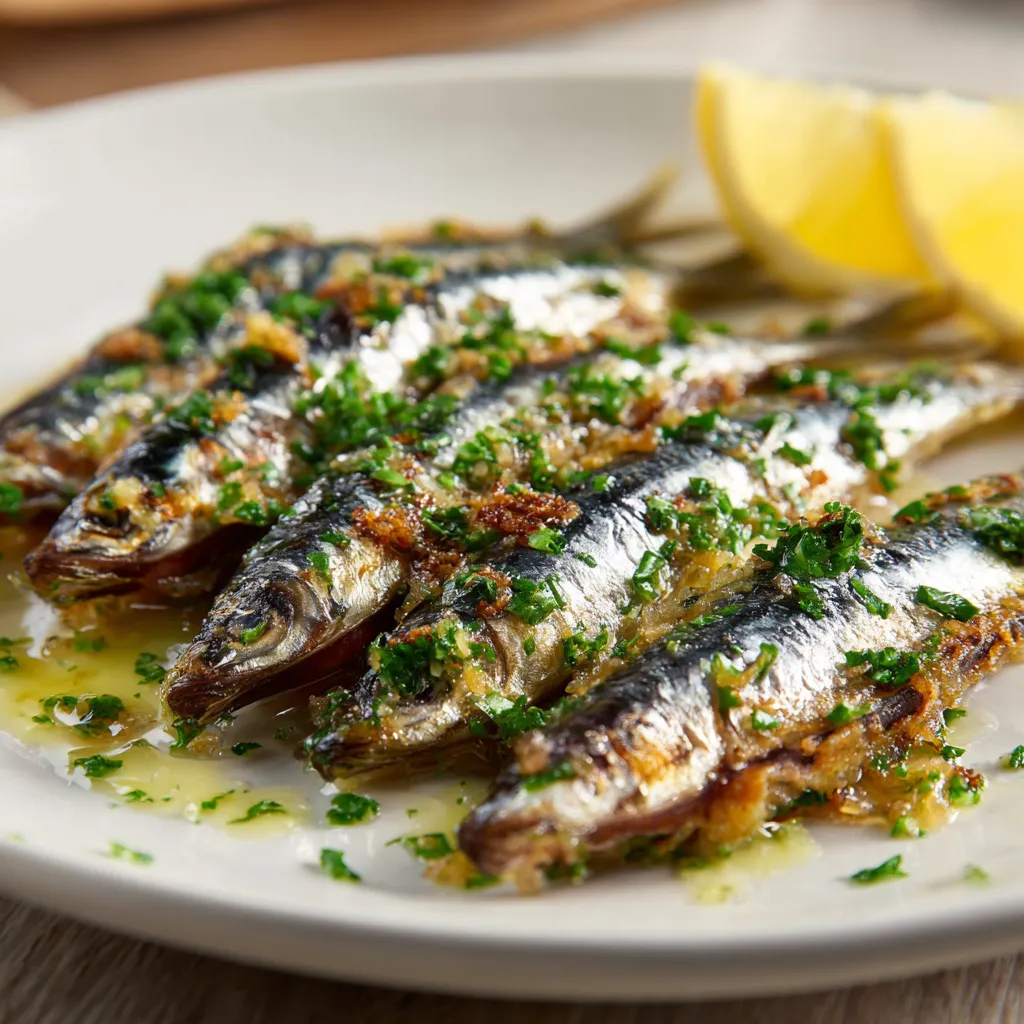 Piatti di pesce con erbe e limone.