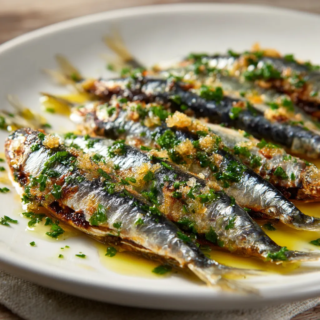 Piatti di pesce con erbe e olio.