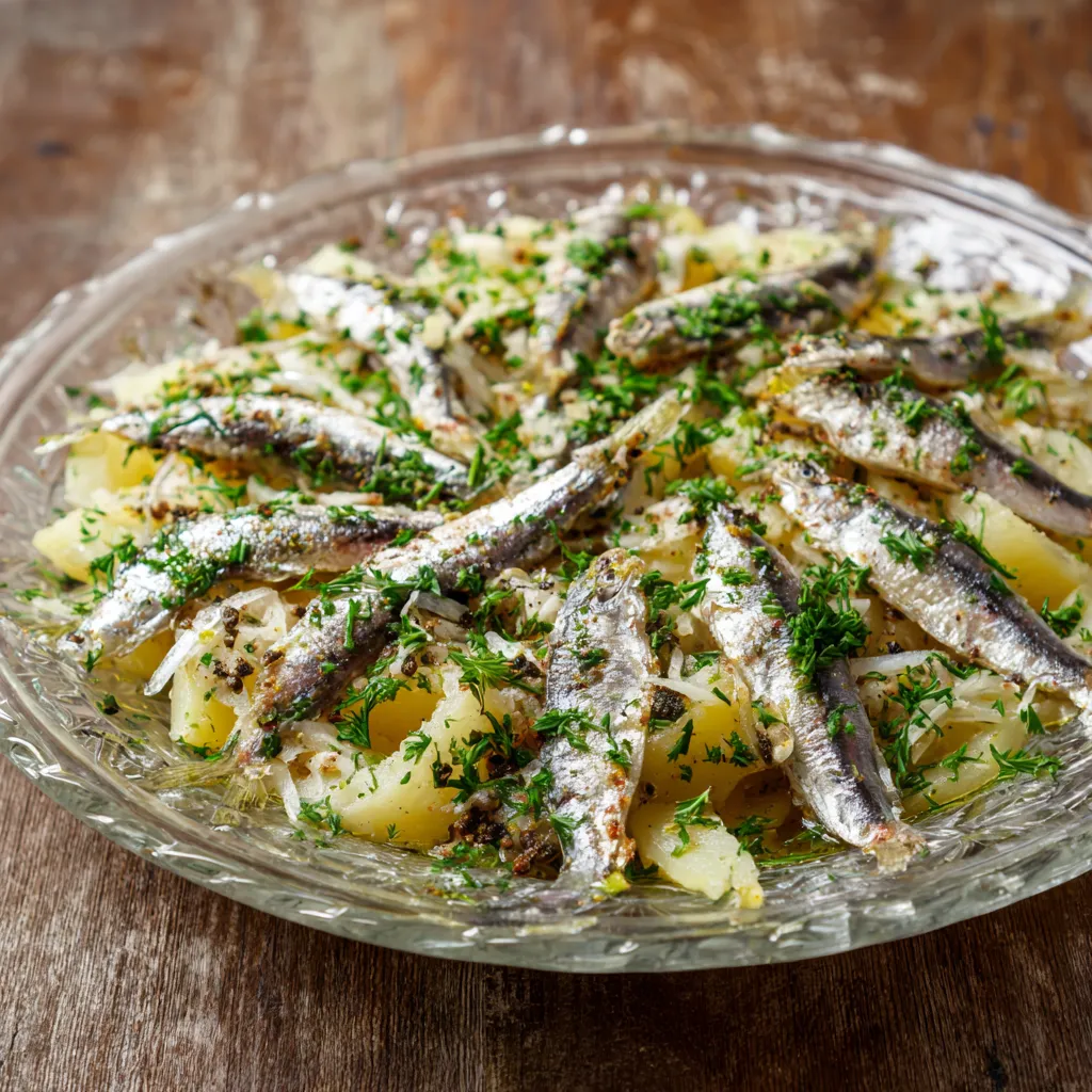 Una tazza di pesce con verdure.