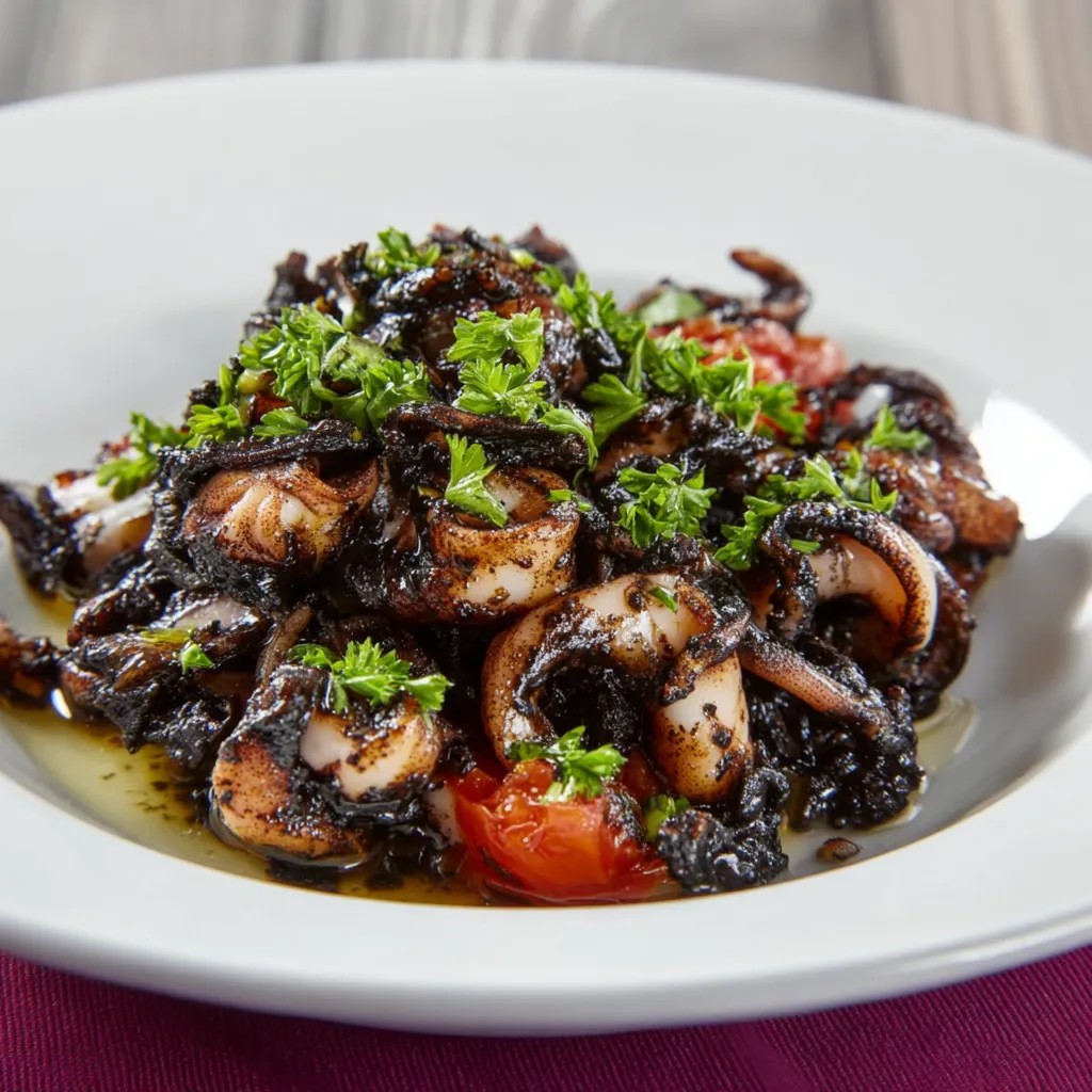 Piatti di polpo con verdure.