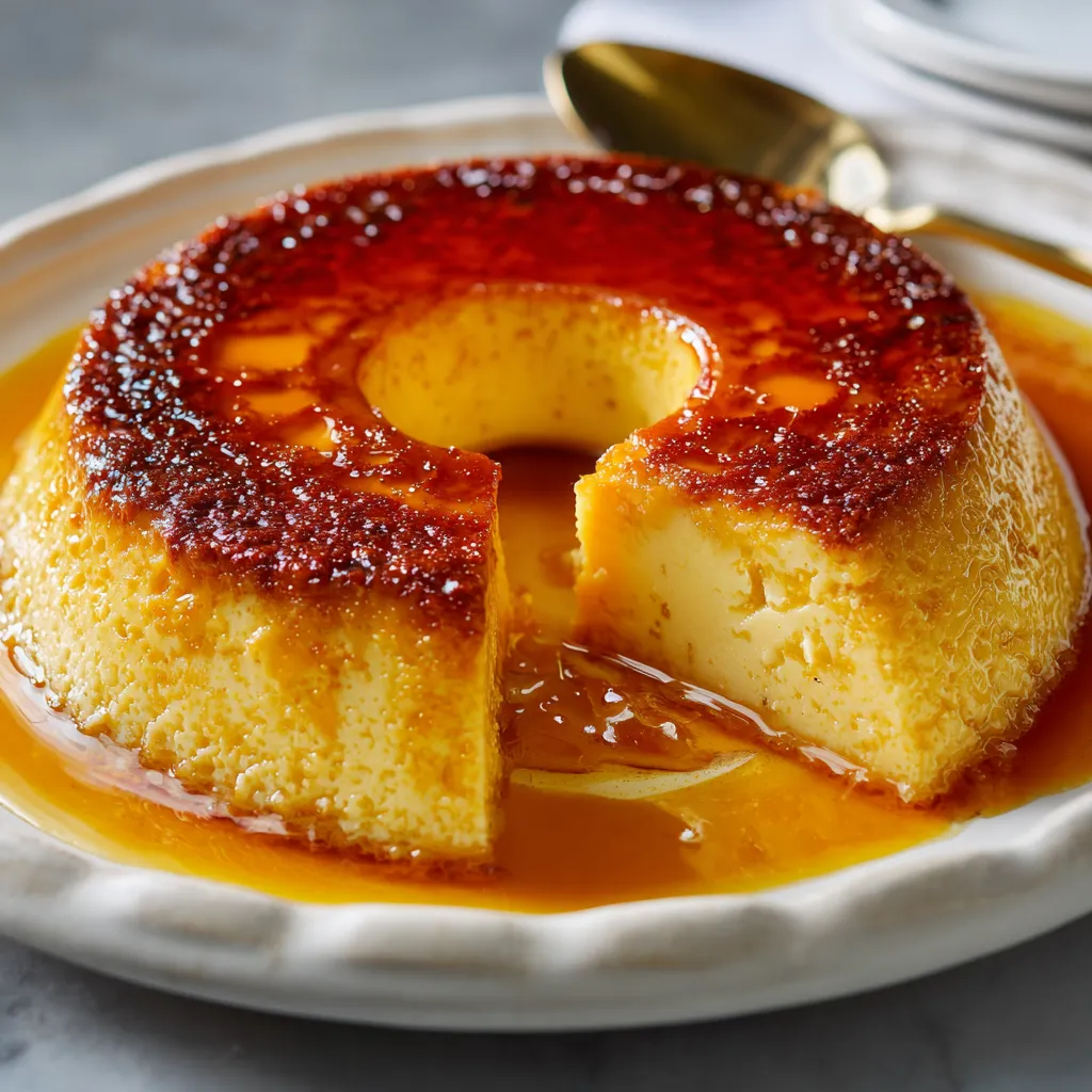 Una torta con crema e caramello.