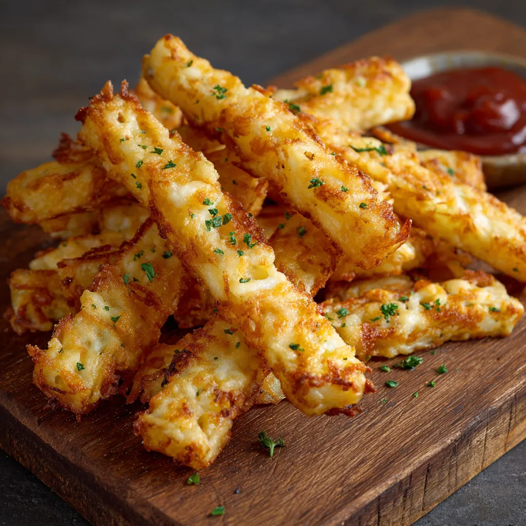 Un piatto di patate fritte con ketchup.