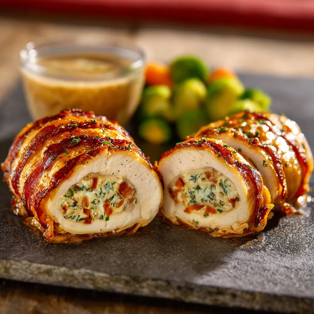 Due pezzi di pollo con verdure e salsa.