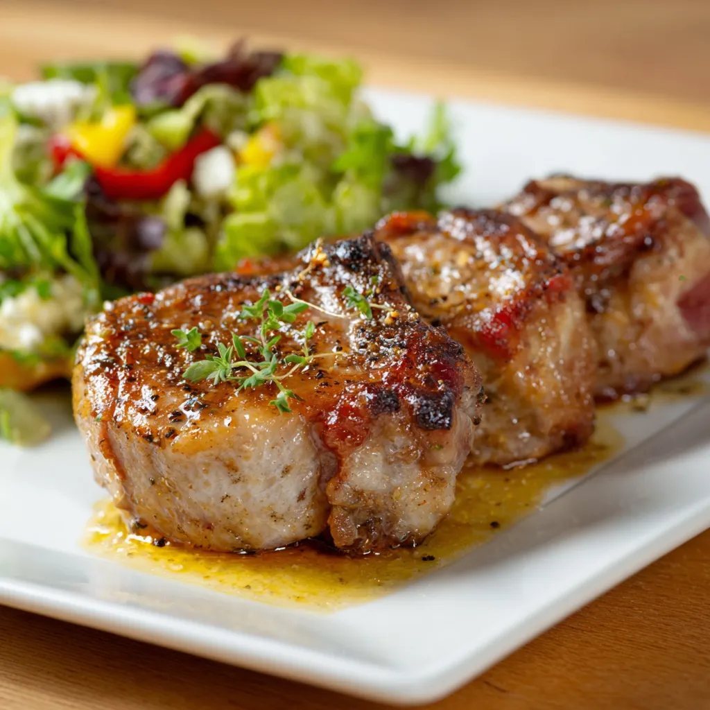 Piatti di carne e salata.