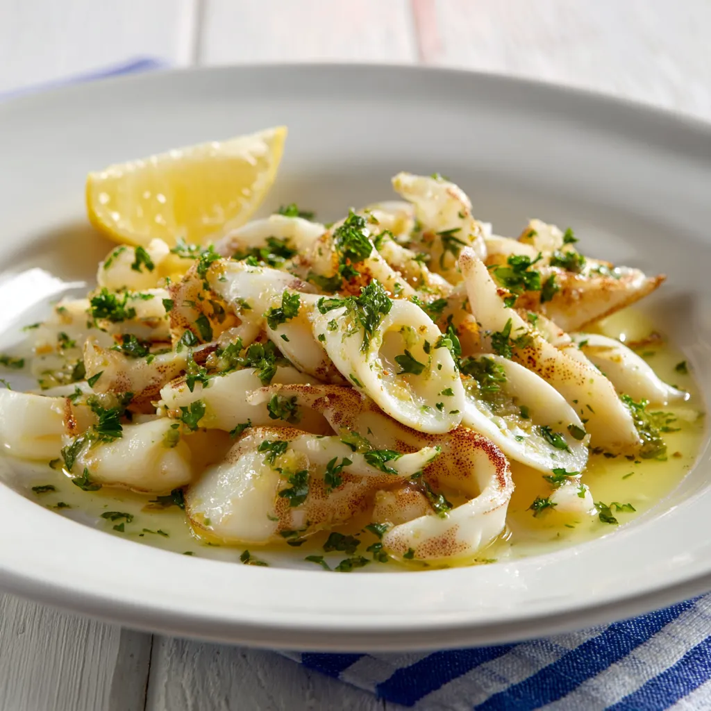 Piatti di pesce con erbe e limone.