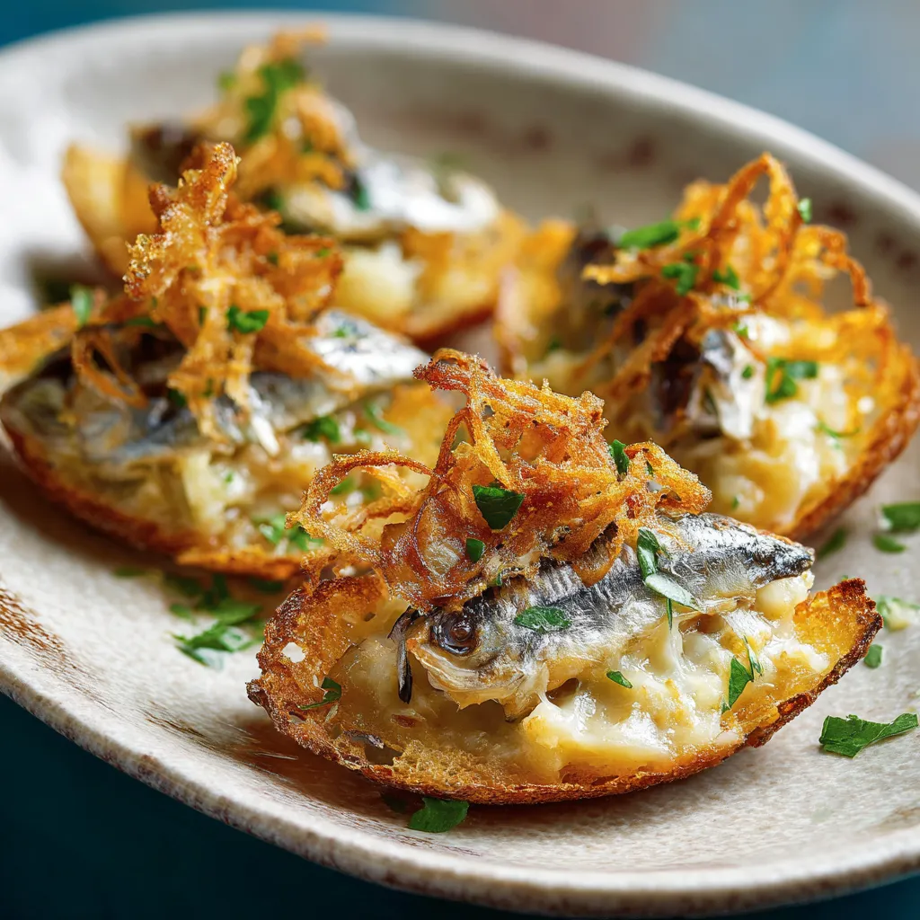 Piatti con patate e pesce fritto.