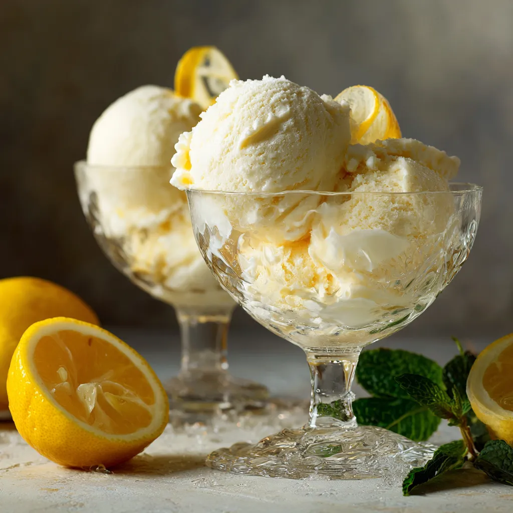 Due bicchieri di gelato con lebbroso e limone.