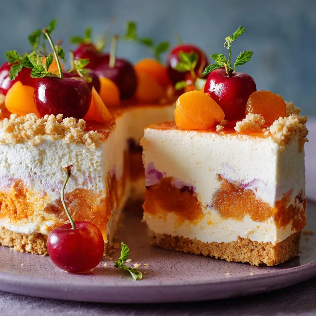 Due pezzi di torta con frutta.
