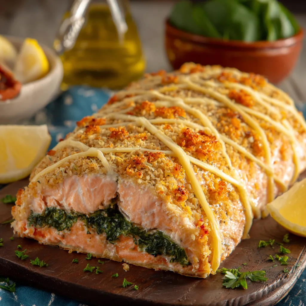 Piatto con pesce, verdura e crostini.