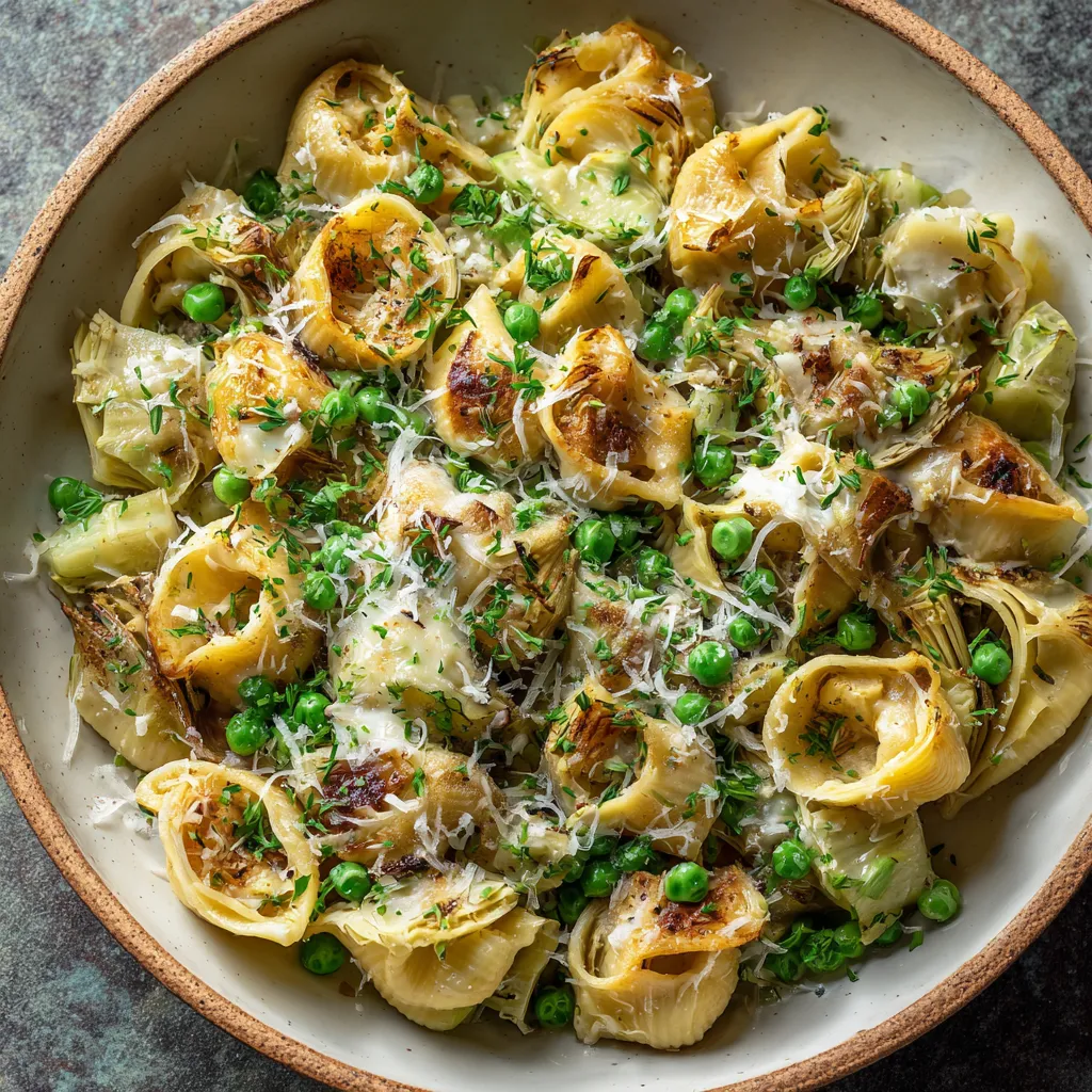 Pasta con verdure e formaggio.