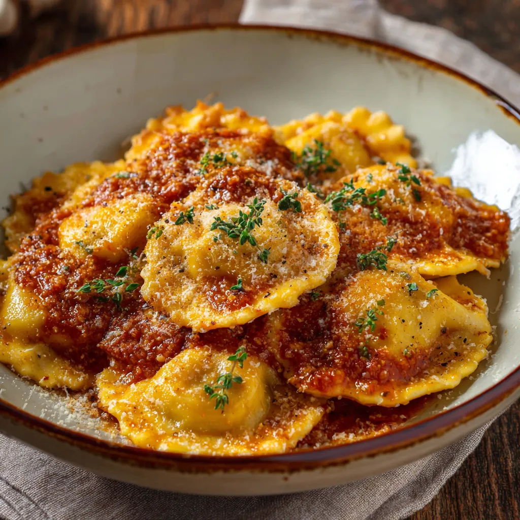 Pasta con sugo di pomodoro e basilico.