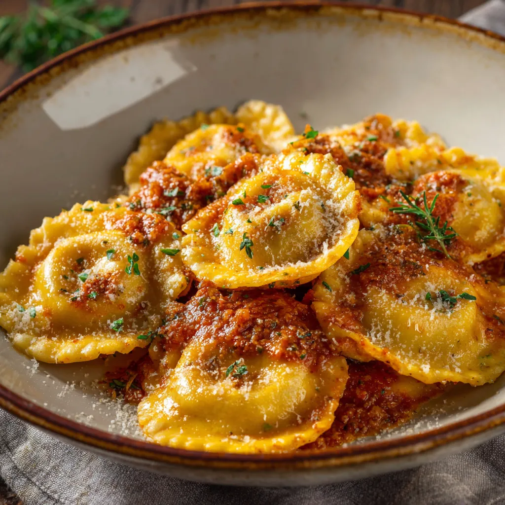 Pasta con sugo di pomodoro e basilico.