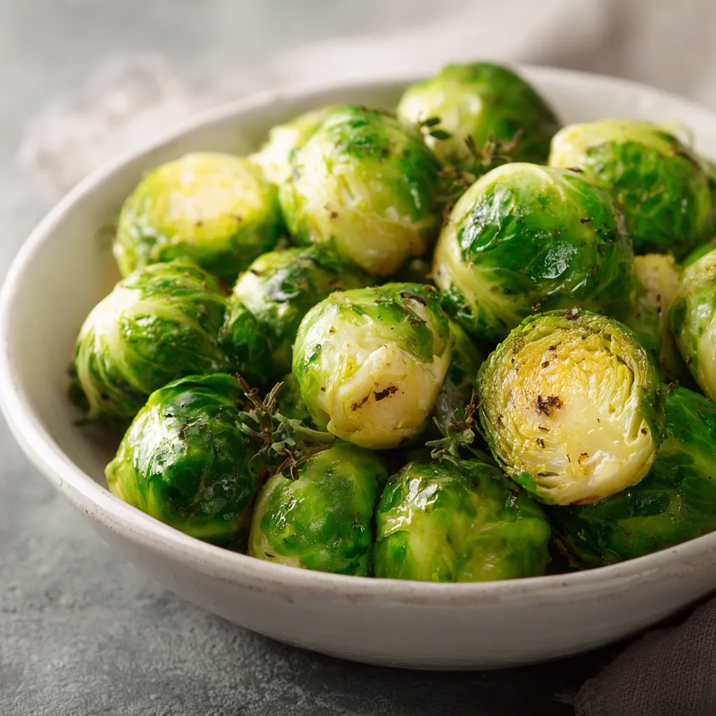 Una ciotola di brussellette verdi.