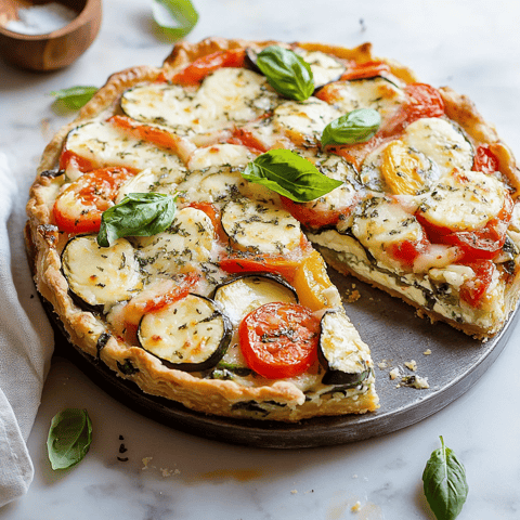 Una torta con verdure e formaggio.