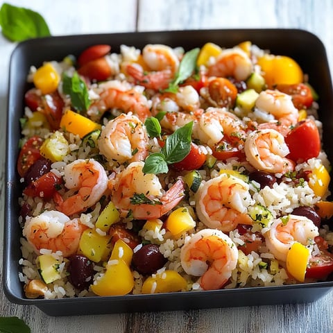 Riso con frullati e gamberi.